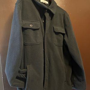 Fleece shirt jacket from Amazon. Thick fleece; hand pockets